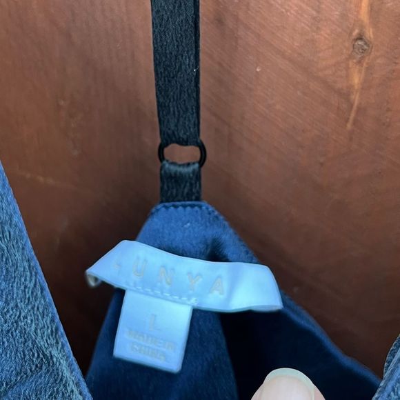 Lunya Washable Silk Cami & Pants Set Sz L Deep Blue T-back Strap - Picture 6 of 8